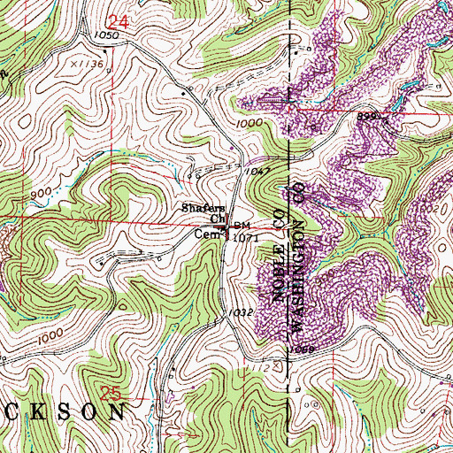 Topographic Map of Shafers Church, OH