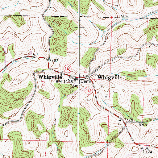 Topographic Map of Whigville Cemetery, OH