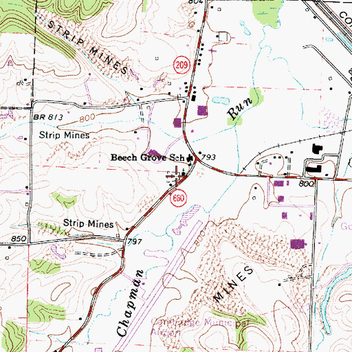 Topographic Map of Beech Grove Chapel Cemetery, OH