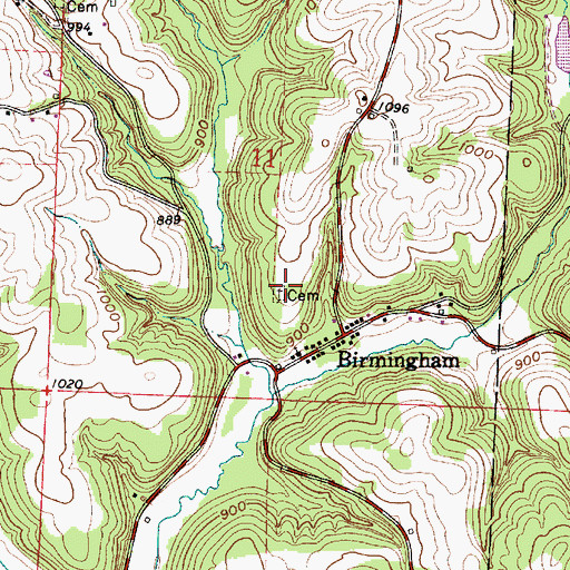 Topographic Map of Birmingham Cemetery, OH