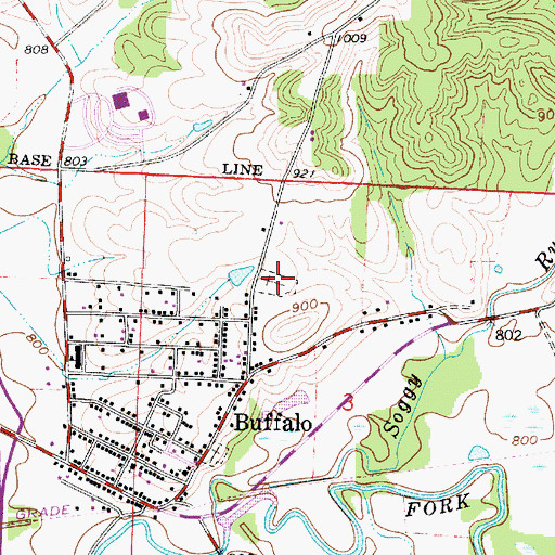 Topographic Map of Buffalo Cemetery, OH