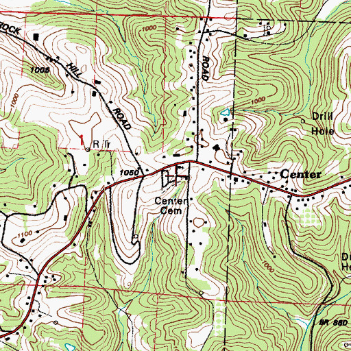 Topographic Map of Center Baptist Cemetery, OH