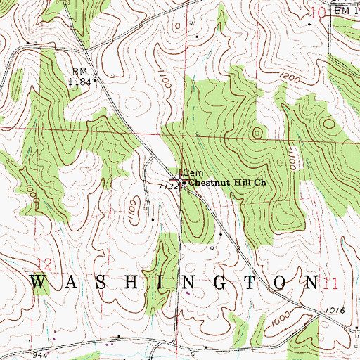 Topographic Map of Chestnut Hill United Brethren Cemetery, OH