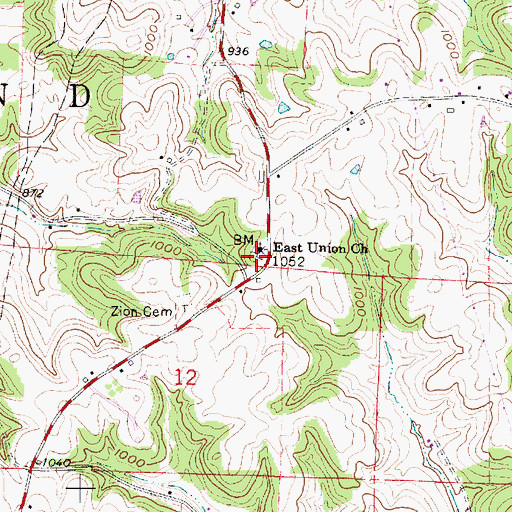Topographic Map of East Union Cemetery, OH