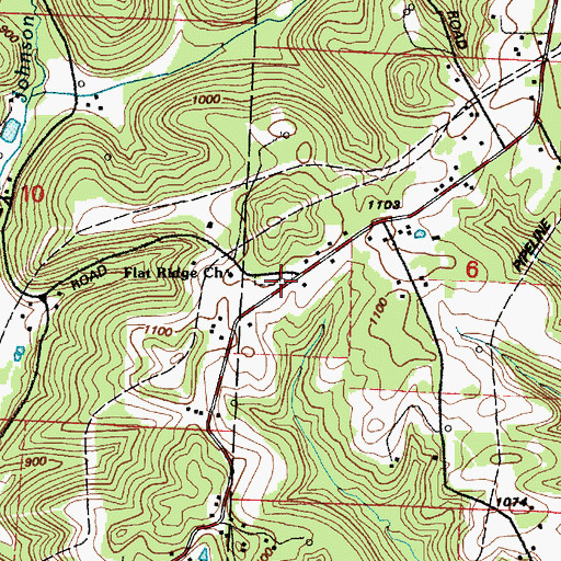 Topographic Map of Flat Ridge Cemetery, OH