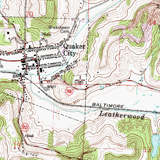 Topographic Map of Friends Cemetery, OH