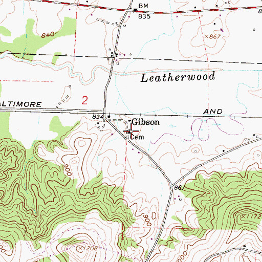 Topographic Map of Gibson Station Cemetery, OH