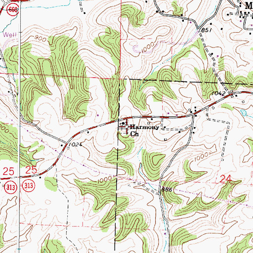 Topographic Map of Harmony Cemetery, OH