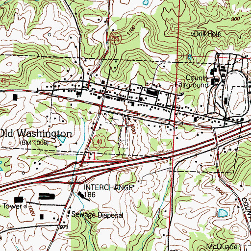 Topographic Map of Old Washington Cemetery, OH