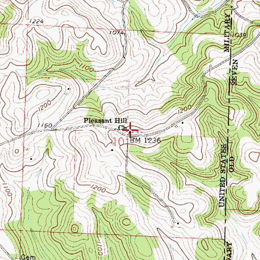Topographic Map of Pleasant Hill Church, OH