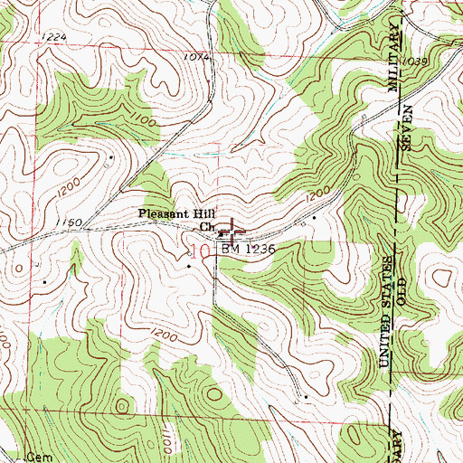 Topographic Map of Pleasant Hill Methodist Protestant Cemetery, OH