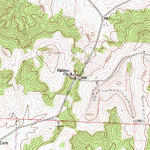 Topographic Map of Salem Baptist Cemetery, OH
