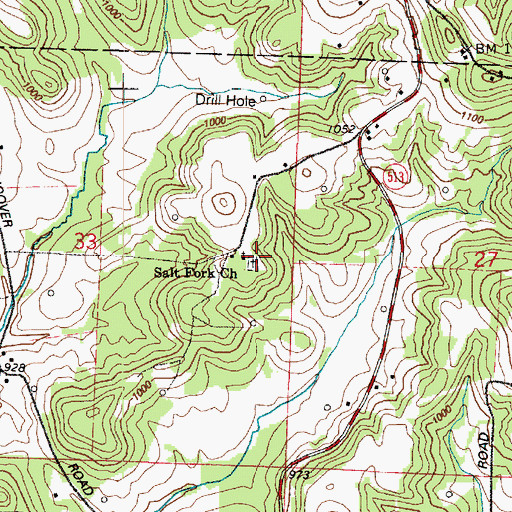Topographic Map of Salt Fork Baptist Cemetery, OH