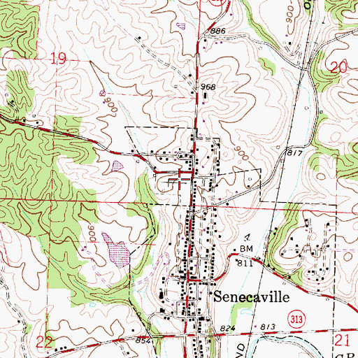 Topographic Map of Senecaville Cemetery, OH