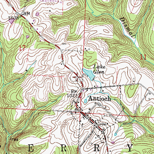 Topographic Map of Antioch Cemetery, OH