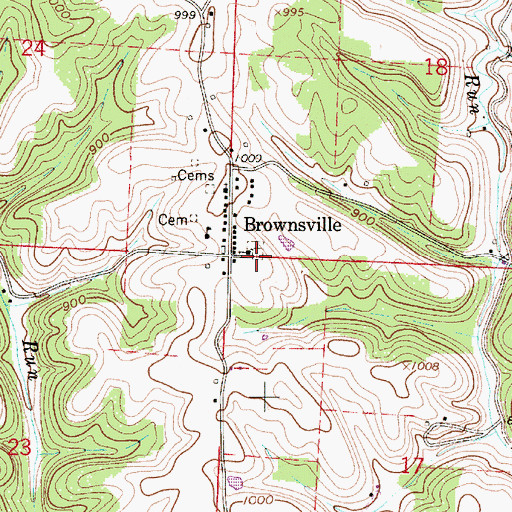 Topographic Map of Brownsville Methodist Cemetery, OH