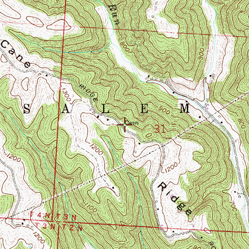 Topographic Map of Cain Cemetery, OH
