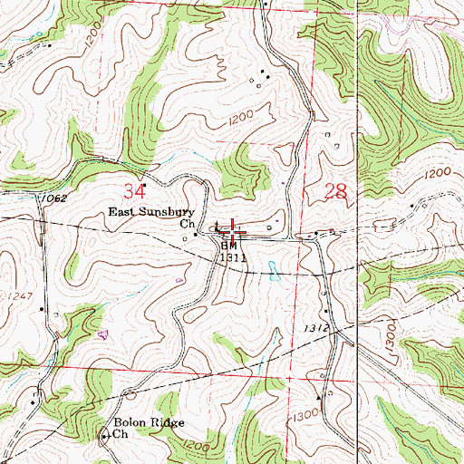 Topographic Map of East Sunsbury Cemetery, OH