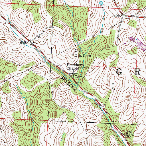 Topographic Map of Fletcher Cemetery, OH