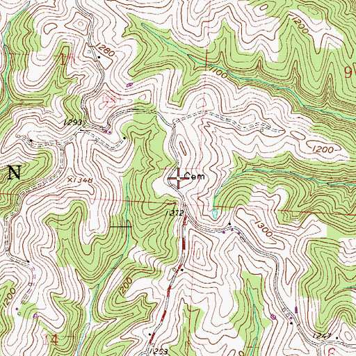 Topographic Map of Fuchs Cemetery, OH