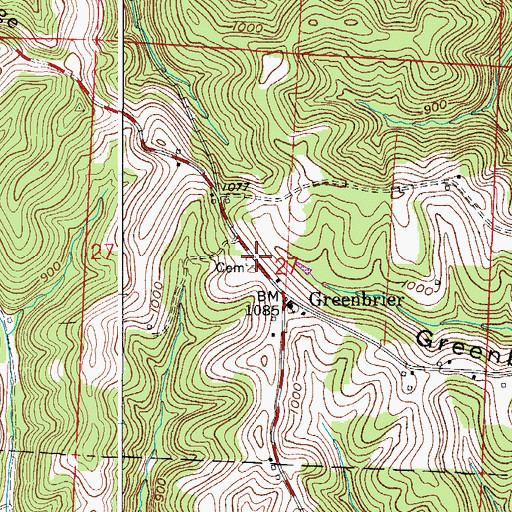Topographic Map of Greenbrier Cemetery, OH