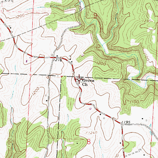 Topographic Map of Grove Cemetery, OH
