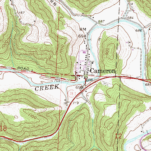 Topographic Map of Hartline Cemetery, OH