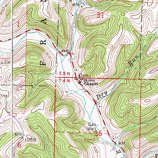Topographic Map of Hines Chapel Cemetery, OH
