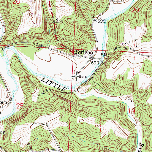Topographic Map of Jericho Methodist Cemetery, OH