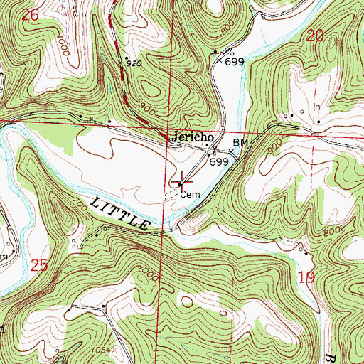 Topographic Map of Jericho Methodist Church, OH