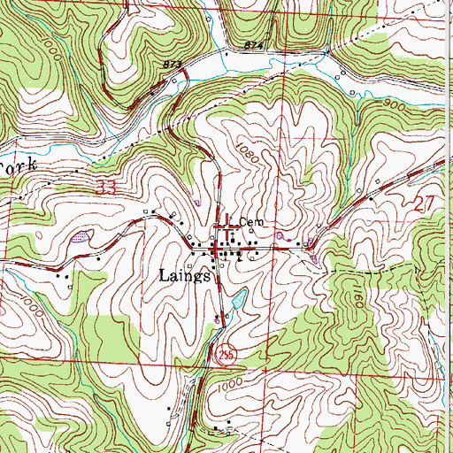 Topographic Map of Laings Presbyterian Cemetery, OH