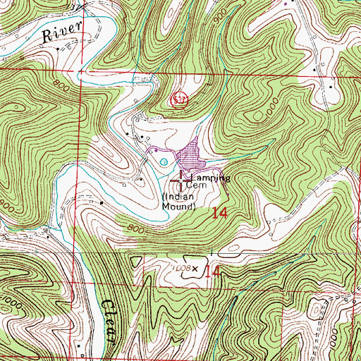 Topographic Map of Lamping Cemetery, OH