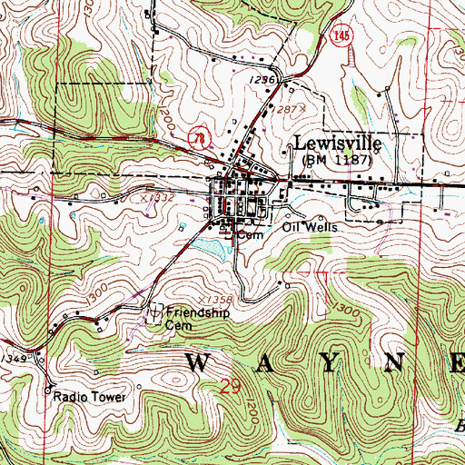 Topographic Map of Lewisville German Lutheran Cemetery, OH