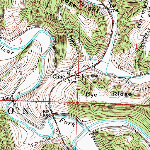 Topographic Map of Low Gap Cemetery, OH