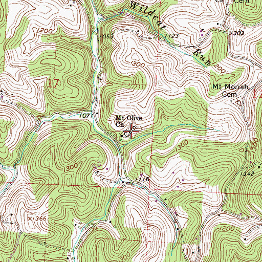 Topographic Map of Mount Olive Cemetery, OH