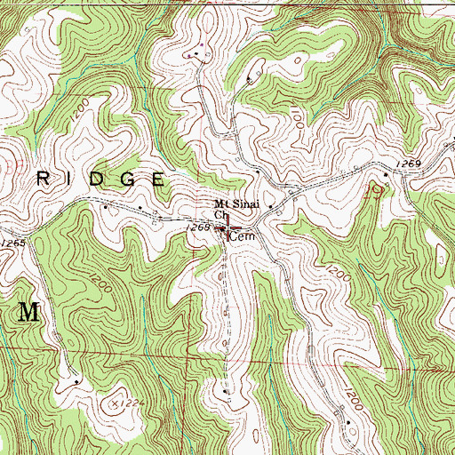 Topographic Map of Mount Sinai Methodist Cemetery, OH