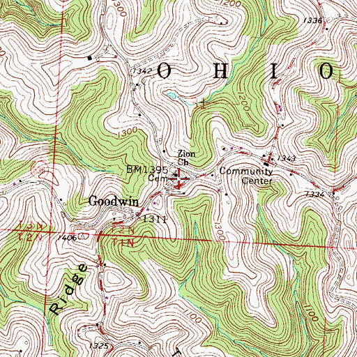 Topographic Map of Mount Zion Cemetery, OH