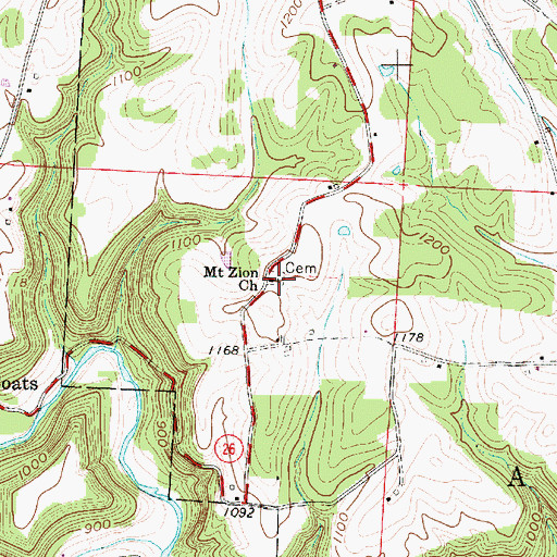Topographic Map of Mount Zion Methodist Cemetery, OH