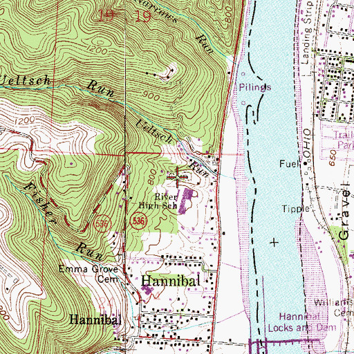 Topographic Map of New Hannibal Cemetery, OH