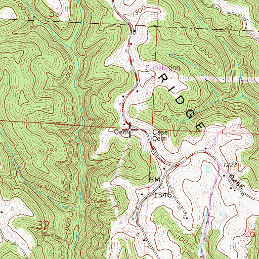 Topographic Map of Old Case Cemetery, OH