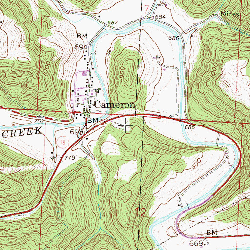 Topographic Map of Pontius Cemetery, OH