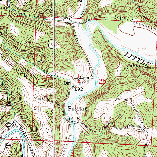 Topographic Map of Rings Mills Cemetery, OH