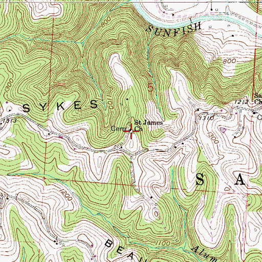 Topographic Map of Saint James Lutheran Cemetery, OH