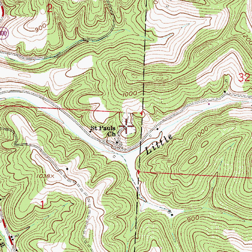 Topographic Map of Saint Pauls Evangelical Cemetery, OH