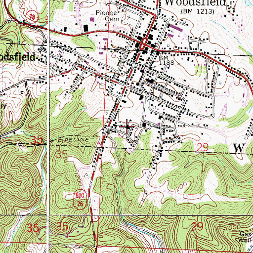Topographic Map of Saint Sylvester Roman Catholic Cemetery, OH