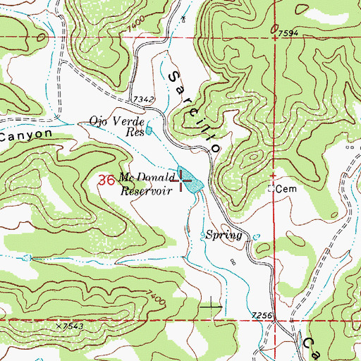 Topographic Map of McDonald Reservoir, CO