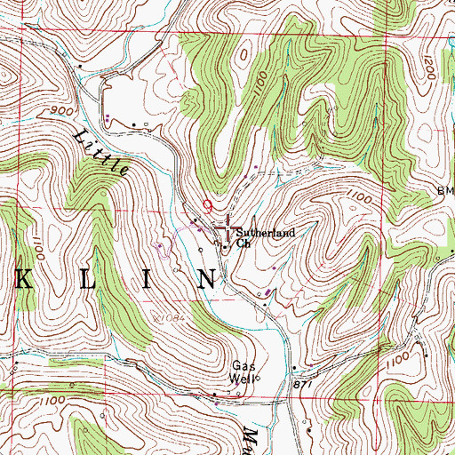 Topographic Map of Southerland Methodist Cemetery, OH