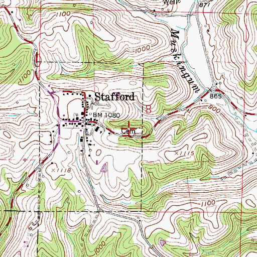 Topographic Map of Stafford Cemetery, OH