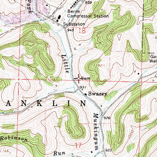 Topographic Map of Swazey Methodist Cemetery, OH