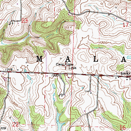 Topographic Map of Wilson Cemetery, OH